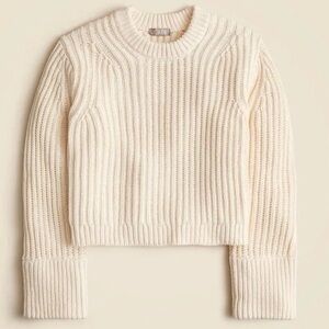 J. Crew Heritage Cotton Fisherman Crewneck Sweater Antique White